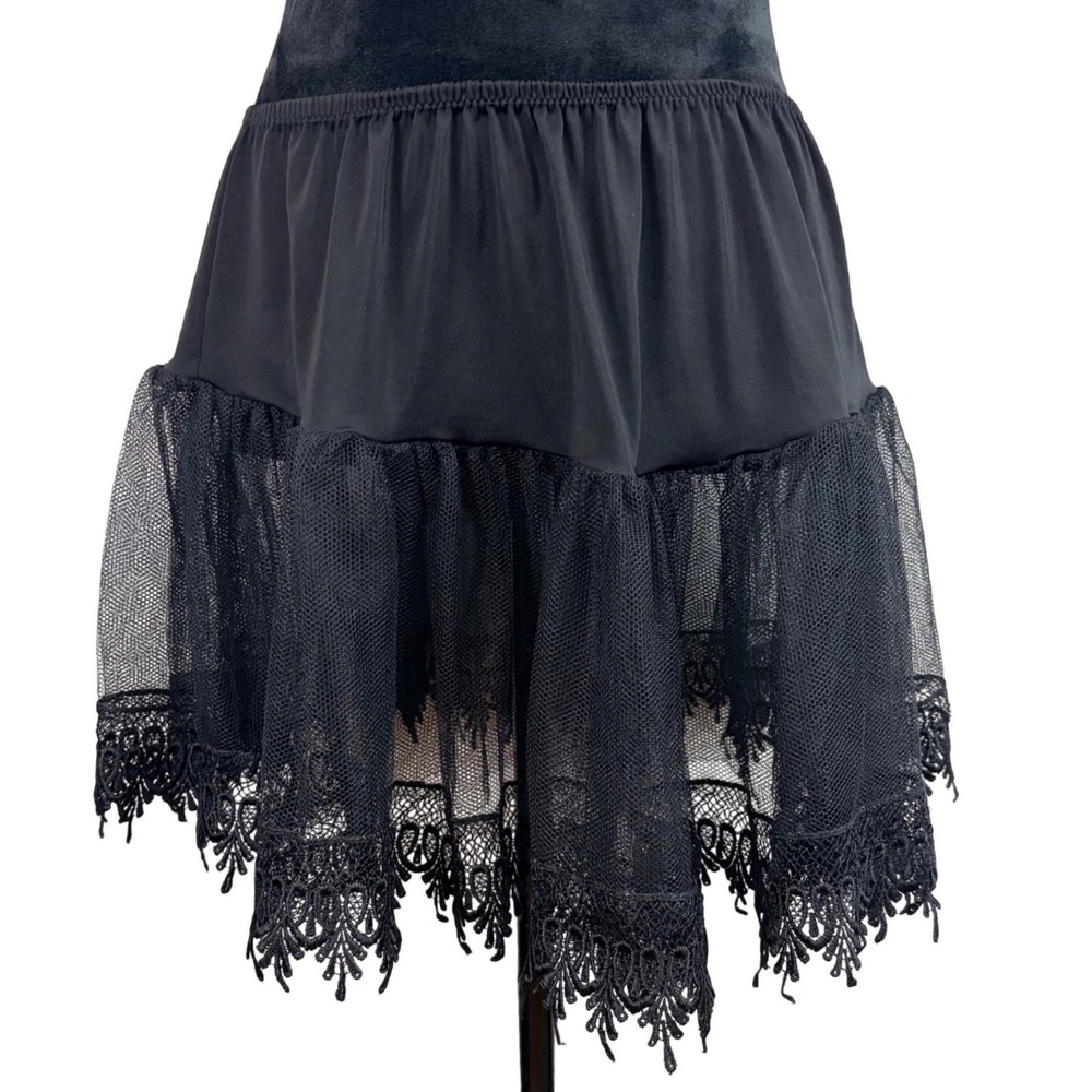 Charades Womens Black Mesh Petticoat Skirt Extender Crochet Lace Trim One Size